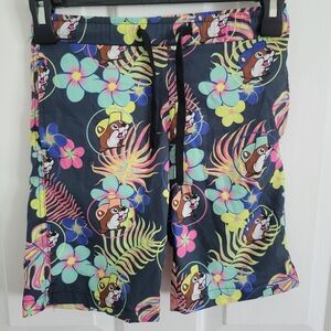 Buc-ee’s Youth Swim Trunks Shorts YXS Tropical Floral Beaver Print Quick Dry